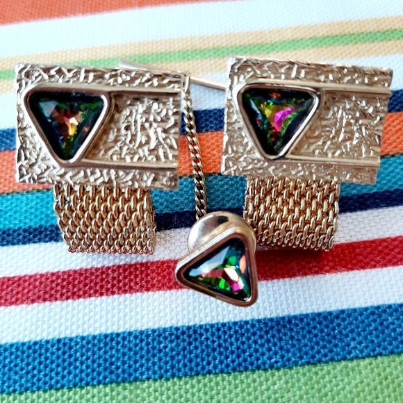 VTG CUFF LINK AND TIE TACK SET - Picture 1 of 6
